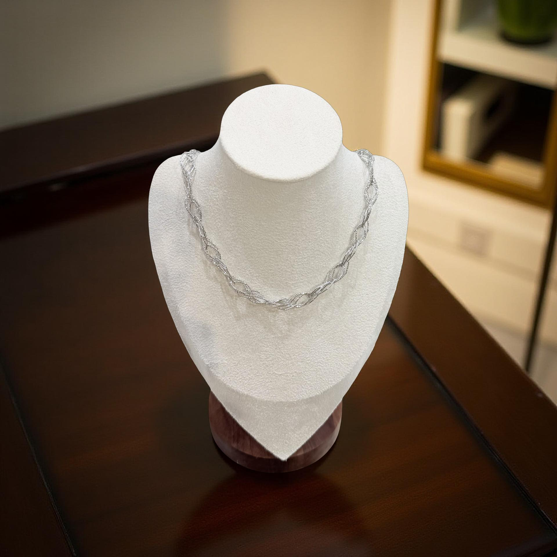 Elegant Braided Silver Chain Necklace