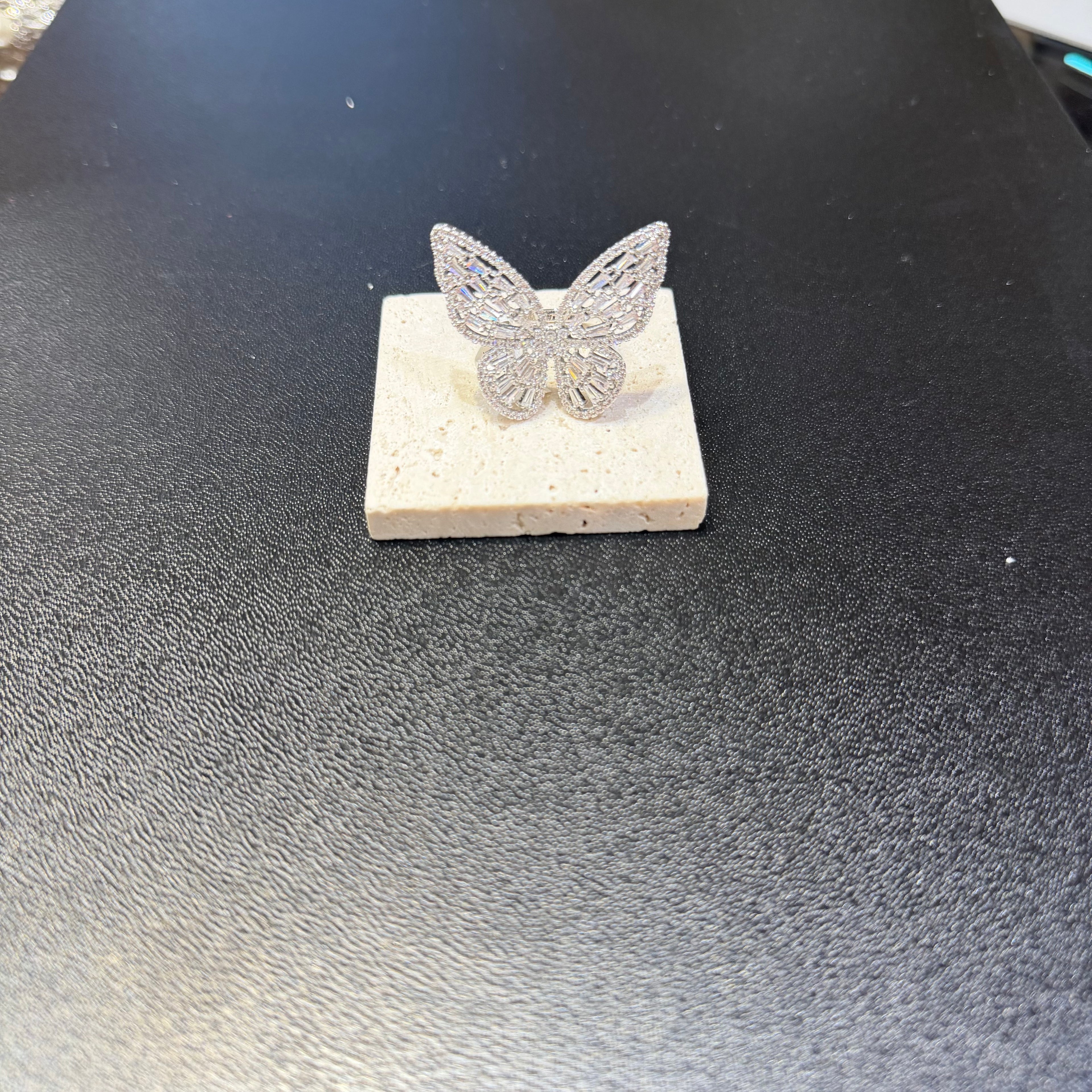 Sparkling Crystal Butterfly Statement Ring - Adjustable