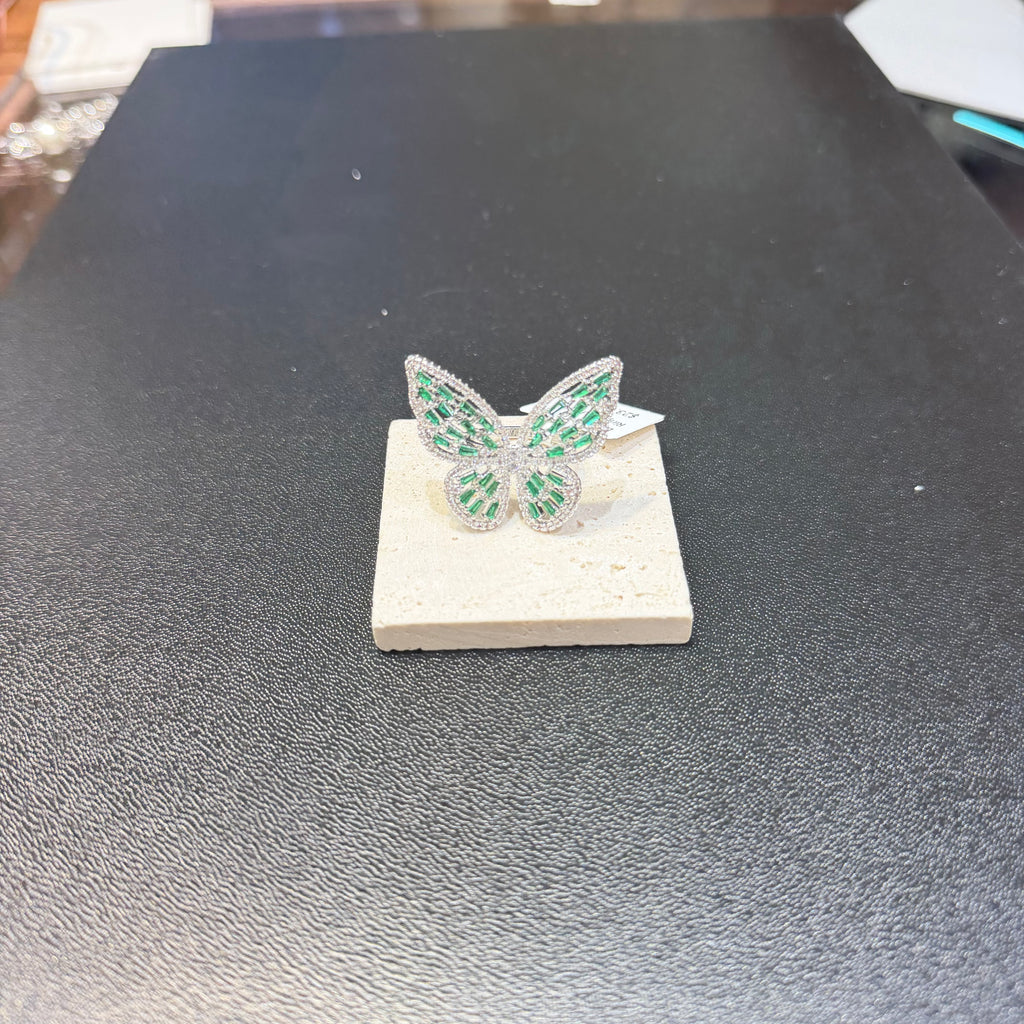 Sparkling Crystal Butterfly Statement Ring - Adjustable
